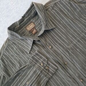 CE Schmidt Workwear Mens XL Long Sleeve Textured Stripe Button Down Shirt Gray